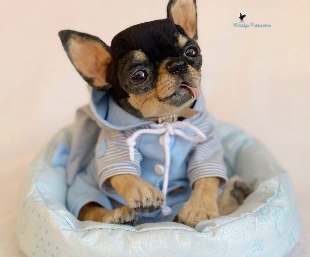 Chihuahua toy. Handmade collectible realistic dog toy.