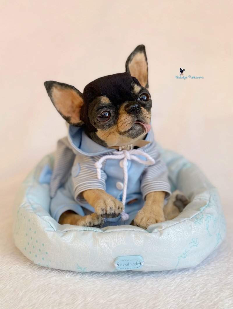 chihuahua puppy realistic toy - ตุ๊กตา - เส้นใยสังเคราะห์ สีกากี