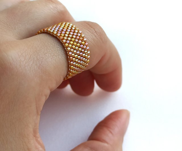 Ginger bead ring | Handmade jewelry | Wide elastic ring