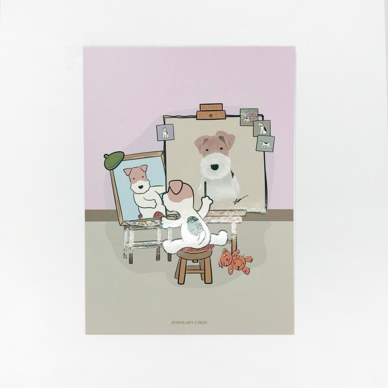 Wirefoxterrier 剛毛獵狐梗明信片-自畫像 - 卡片/明信片 - 紙 多色
