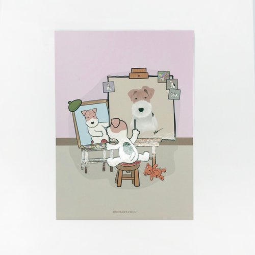 小鐵的遊樂園 Wirefoxterrier 剛毛獵狐梗明信片-自畫像