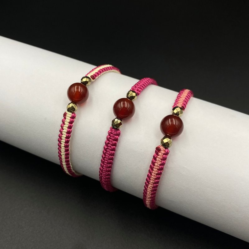 Carnelian Lucky Stone Macrame Bracelet (Violet Red Tone Stylish) - Bracelets - Other Materials Multicolor