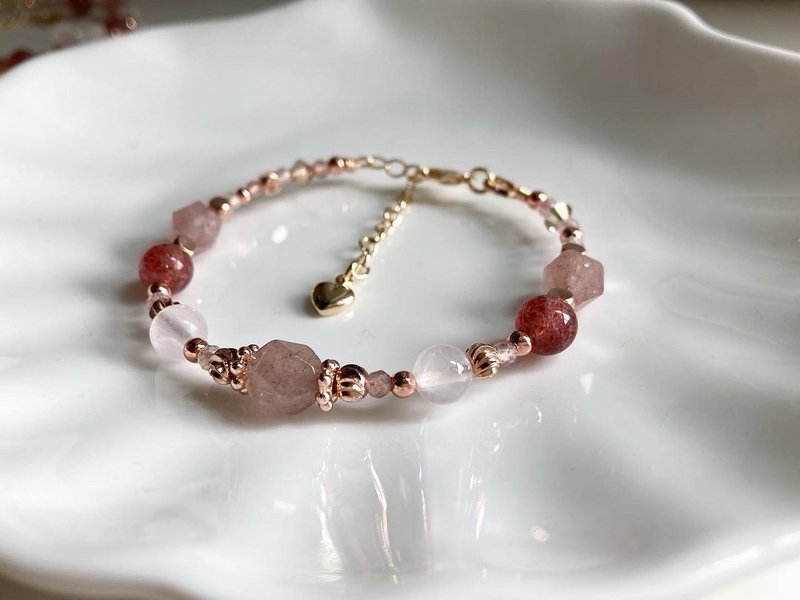 Customizable Crystal Bracelet Fairy Design Strawberry Crystal and Pink Crystal Improve Love and Popularity - Bracelets - Crystal 