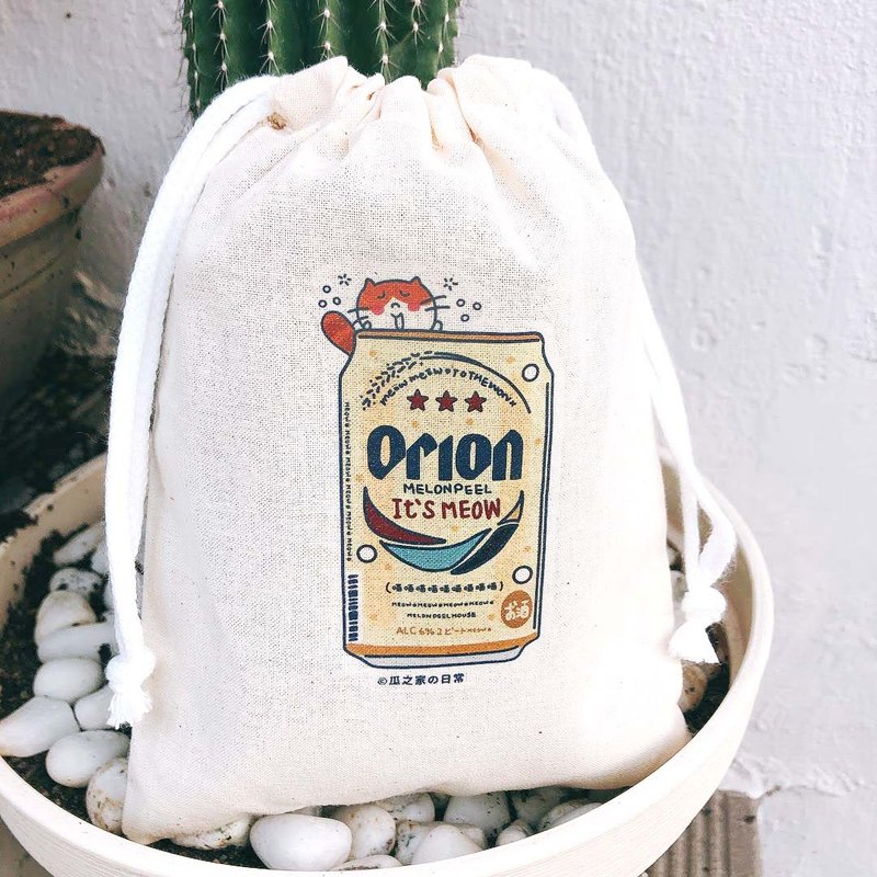 沖繩Orion生啤酒の日常  帆布束口袋 手工印製 Drawstring bag - 化妝包/收納袋 - 棉．麻 