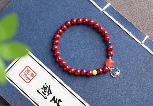 水墨 天然原礦硃砂精品紫金砂單圈手鏈 規格6mm 硃砂含量高達95以