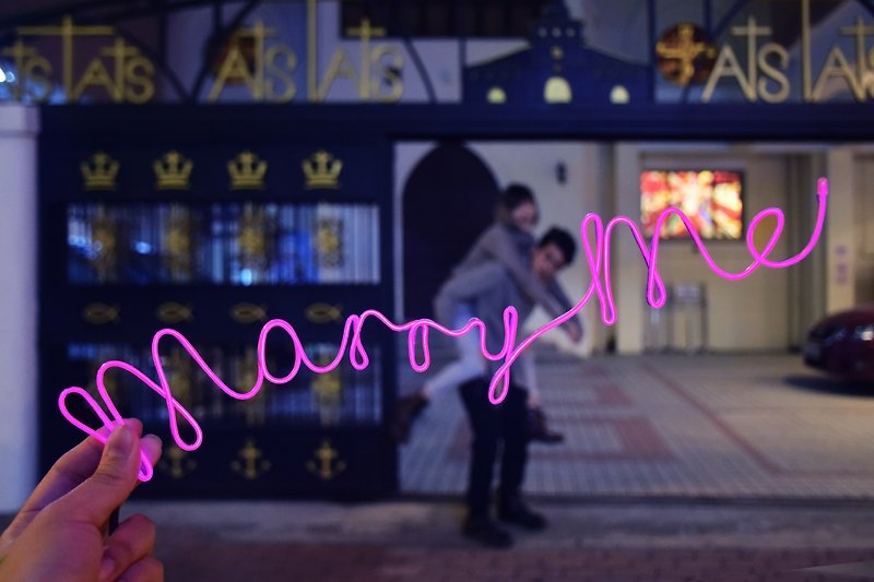 neonlite 客製霓虹文字圖案燈 /Marry me/ - 燈具/燈飾 - 紙 粉紅色