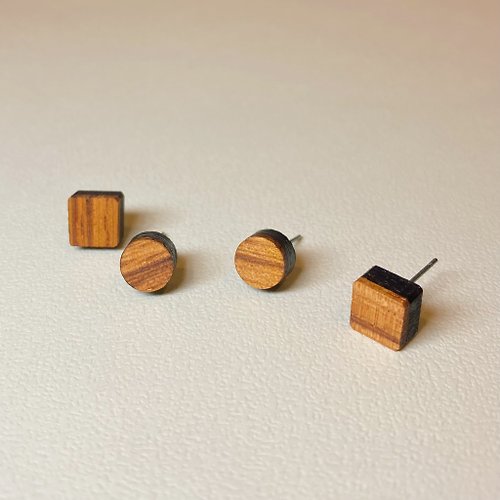 沐嵐的木 Arborea 木作設計 原木耳環 幾何造型 手作 禮物 耳環 自然風 耳夾
