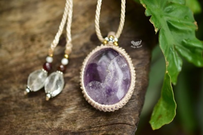 Trapitze Amethyst Macrame Pendant 784 - สร้อยคอ - หิน สีม่วง