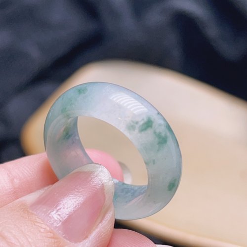 瓔珞珠寶盒 E.L.Jewelry Box 冰飄綠花翡翠戒指戒圈 | 國際15.5圍 | 天然緬甸玉翡翠A貨|送禮