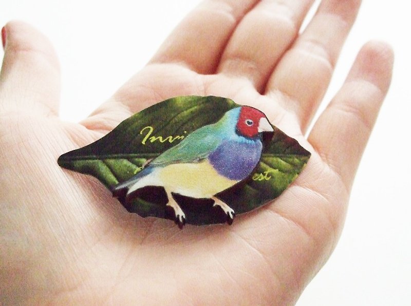 birdie brooch - เข็มกลัด - ไม้ สีเขียว