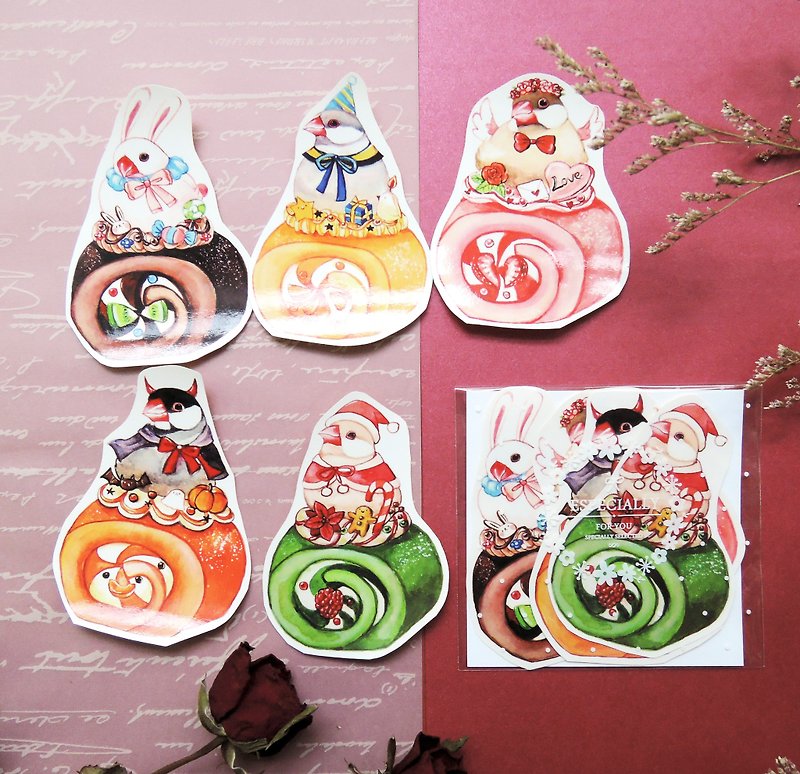 Festive cake roll stickers set - Stickers - Paper Red