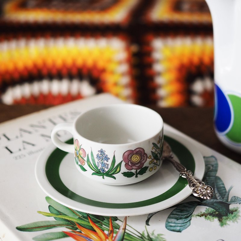 盧森堡 Villeroy & Boch 復古花圖案 杯碟 套裝 - 杯/玻璃杯 - 陶 綠色
