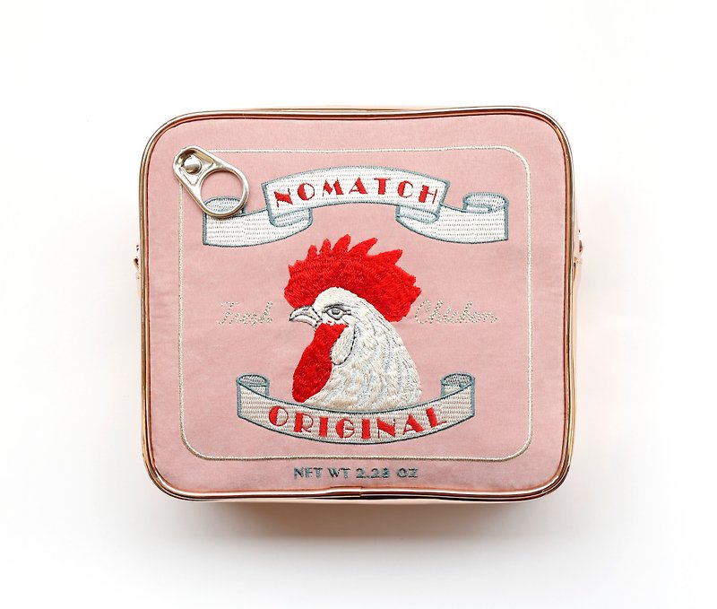 NoMatch vintage retro cock chicken can rosegold embroidery bag satchel - Messenger Bags & Sling Bags - Other Materials Pink