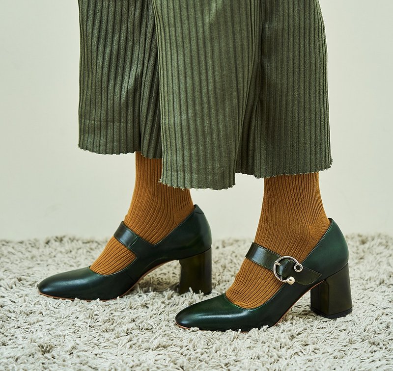 HTHREE 6.5瑪莉珍高跟鞋 /叢林綠 /Jungle/ 6.5 Mary Jane Pumps - 高跟鞋/跟鞋 - 真皮 綠色