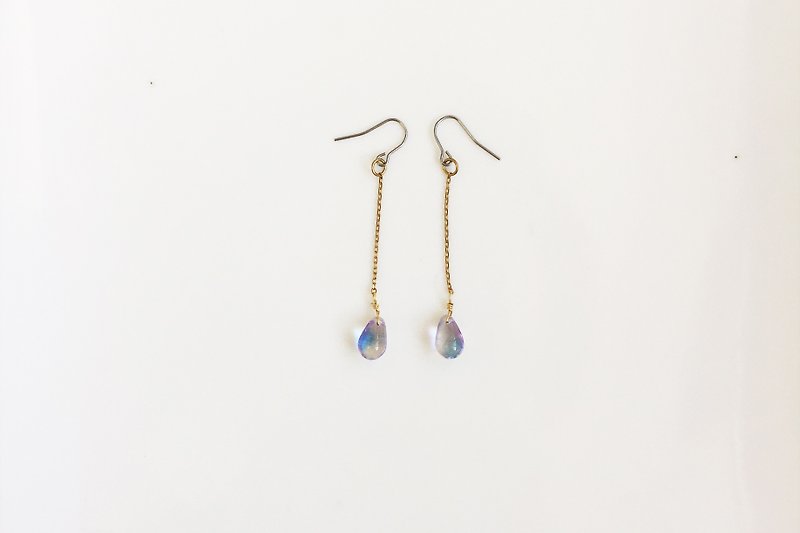 Transparent Sketch - PURPLE Draped Glass Stud Earrings - Earrings & Clip-ons - Other Metals Purple