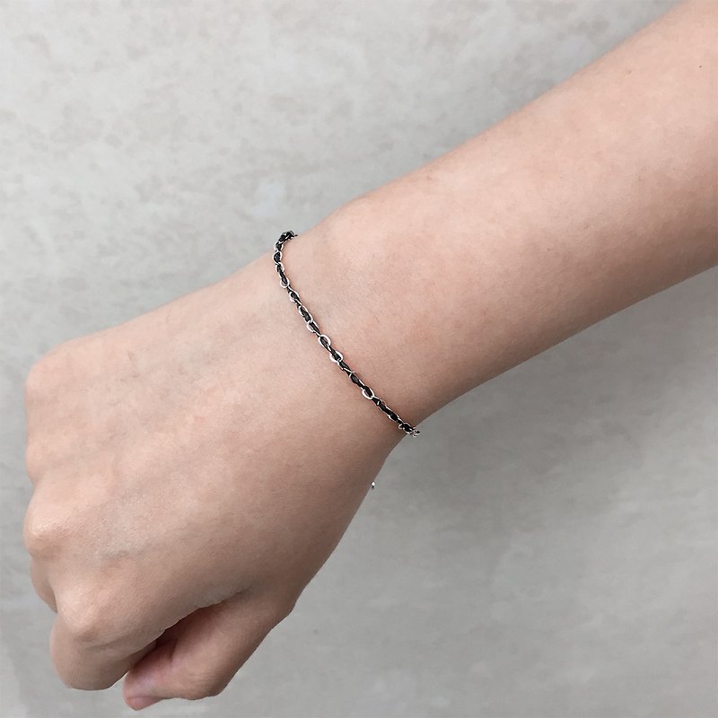 Black Love String Chain Bracelet | Silver Chain Bracelet | String Bracelet - Bracelets - Silver Black
