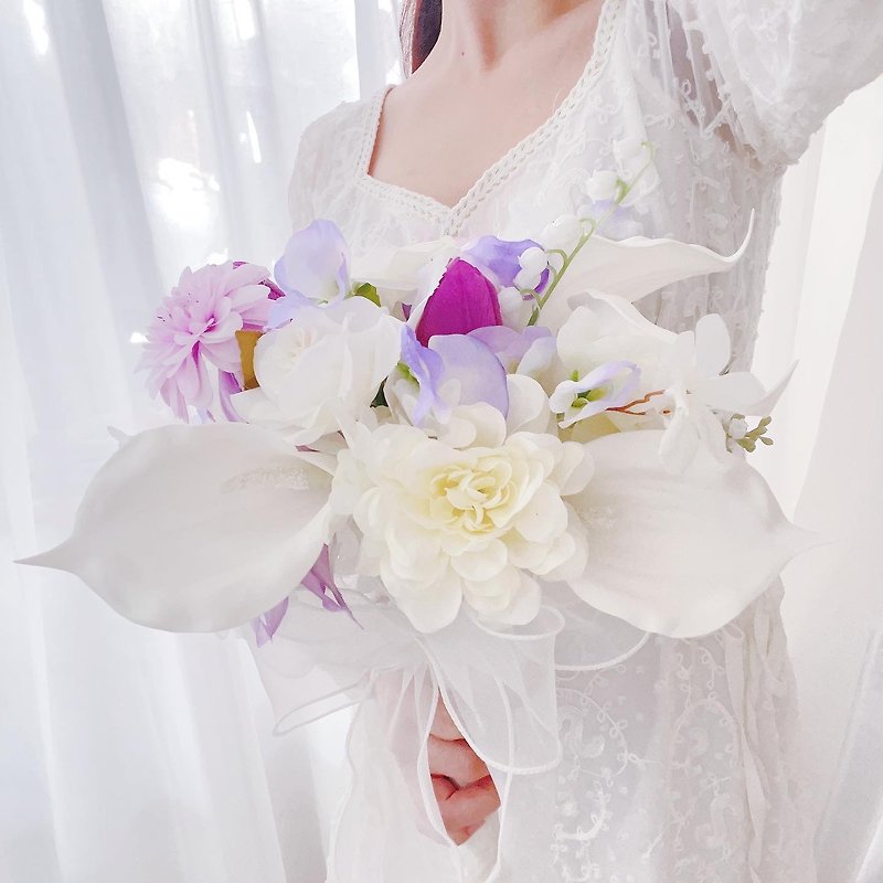 Silk Wedding Bouquet by kiitosflorist- Dreamy Light Purple - Other - Plastic Purple