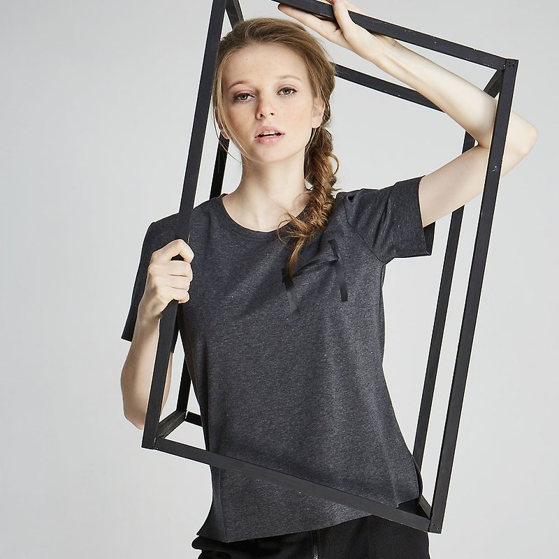 Functional round neck T-shirt (1601FT01BK-S) - Women's Tops - Cotton & Hemp Black