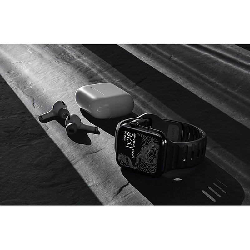 [US NOMAD] Sports FKM Rubber Strap for Apple Watch-45/44/42mm-Black - Watchbands - Rubber Black