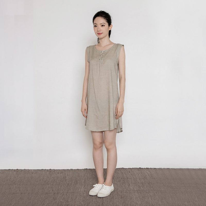閑適田園休閒背心 Countryside Sleeveless Dress D104 - 洋裝/連身裙 - 棉．麻 多色