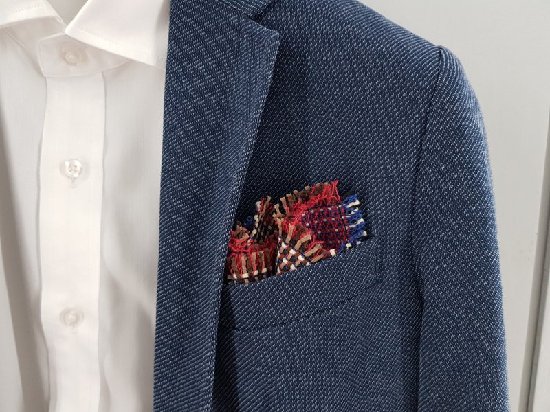 Pocket Square - Multi Red Flip-Sided Knitted - 手帕 - 棉．麻 紅色
