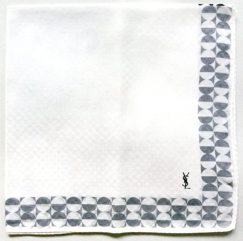 orangesodapanda Yves Saint Laurent Vintage Handkerchief Black White 20.5 x 20.5 inches