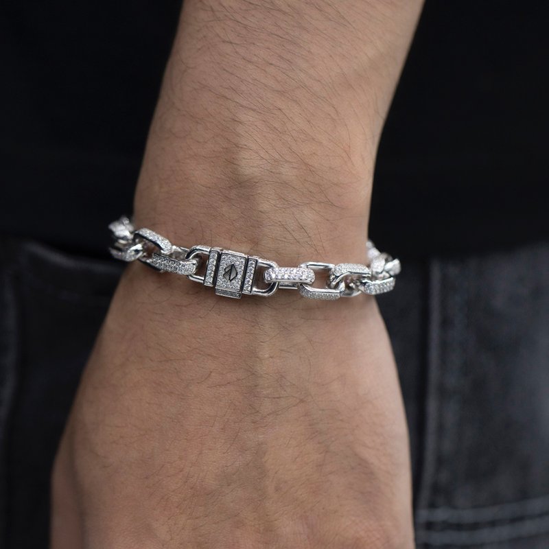 Wbj 8mm square hermeslink sterling silver bracelet bracelet - สร้อยข้อมือ - เครื่องเพชรพลอย สีเงิน