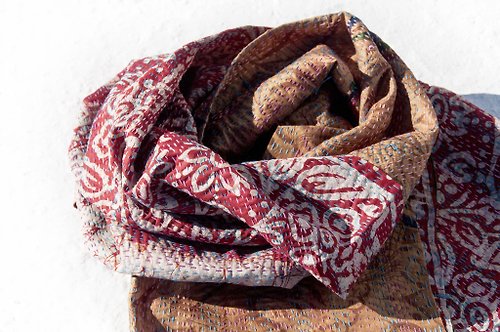 omhandmade 手工縫紗麗布絲巾/絲綢刺繡圍巾/印度絲綢刺繡絲巾-墨西哥花朵
