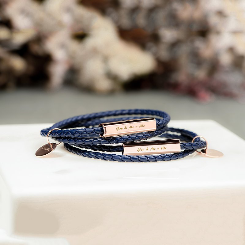 Genuine Leather Bracelets - Crudo Leather - Ricordi Leather Wrap Bracelet - Palace Blue (Personalised)