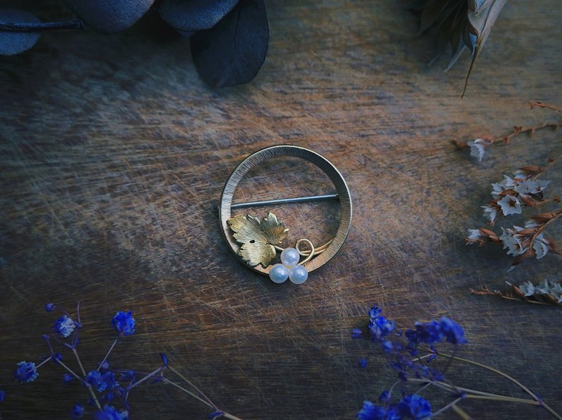 Krementz  珍珠葡萄金圈胸針・美國古董首飾 Vintage Jewelry - 胸針 - 珍珠 