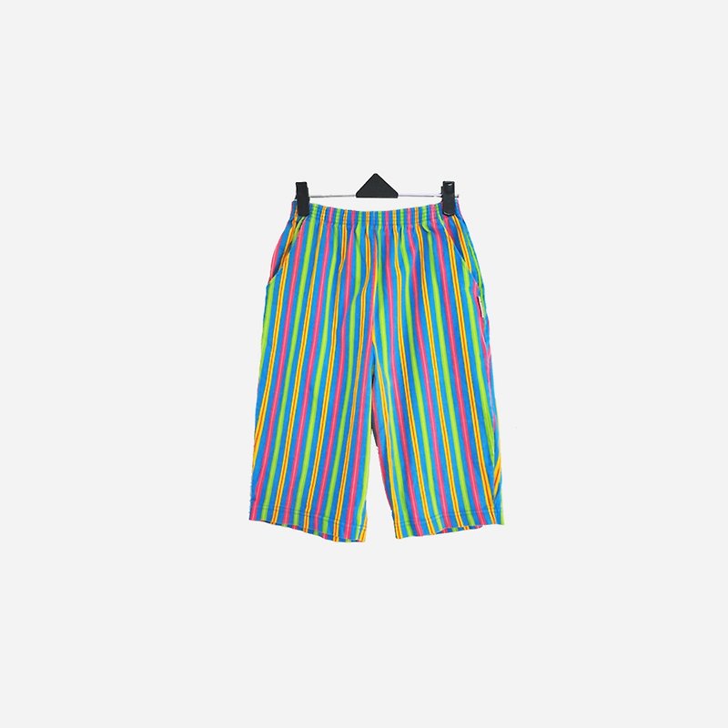 Dislocation vintage / straight striped shorts no.643 vintage - กางเกงขายาว - ผ้าฝ้าย/ผ้าลินิน สีเขียว