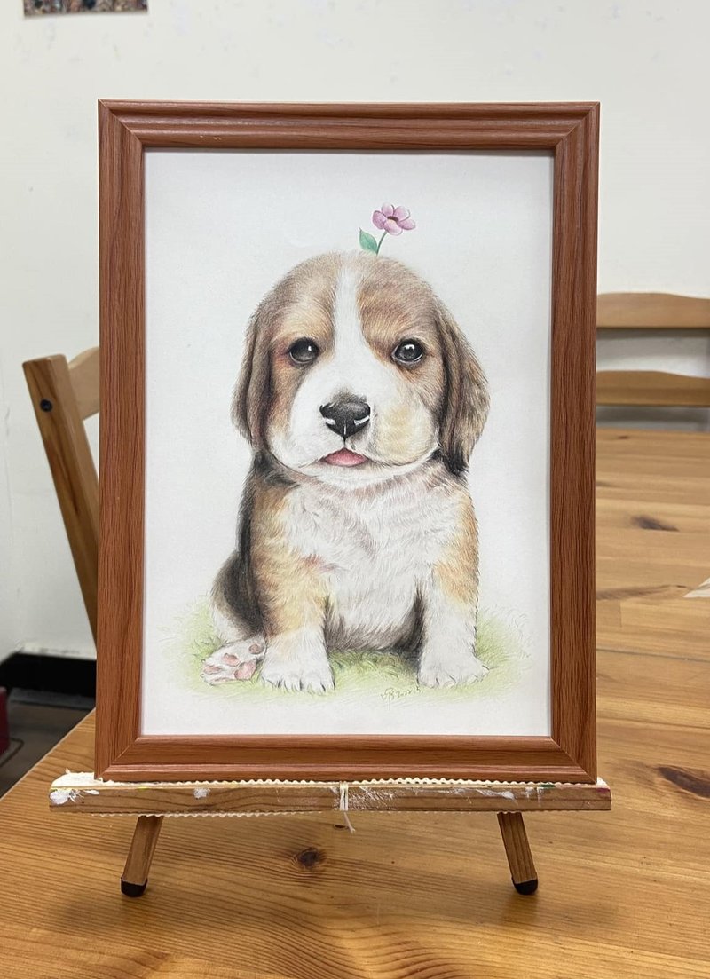 A small flower colored pencil animal portrait/illustration/hanging picture/decoration/gift giving/exchange of gifts - Items for Display - Paper Multicolor