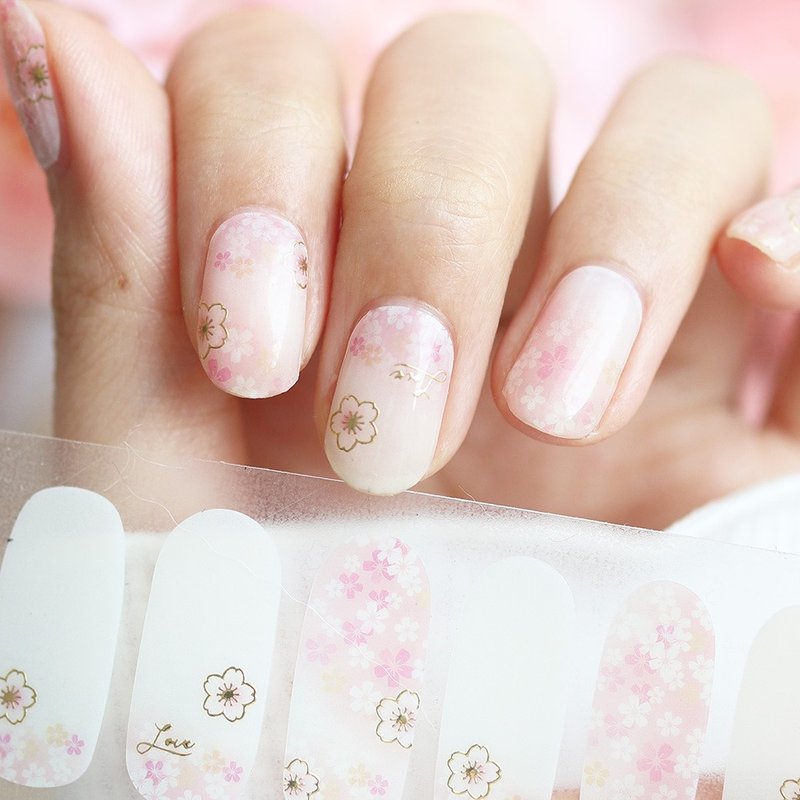 【Lunacaca Gel Nail Sticker】C00970 Cherry Blossom Sea No Burden|Easy to Use|No Harmful - ยาทาเล็บ - พลาสติก 