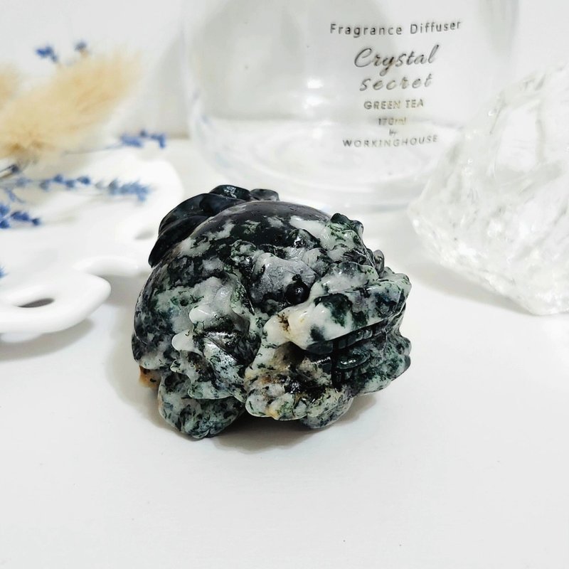 水草瑪瑙龍龜/招事業運之水晶 - 擺飾/家飾品 - 玉石 綠色