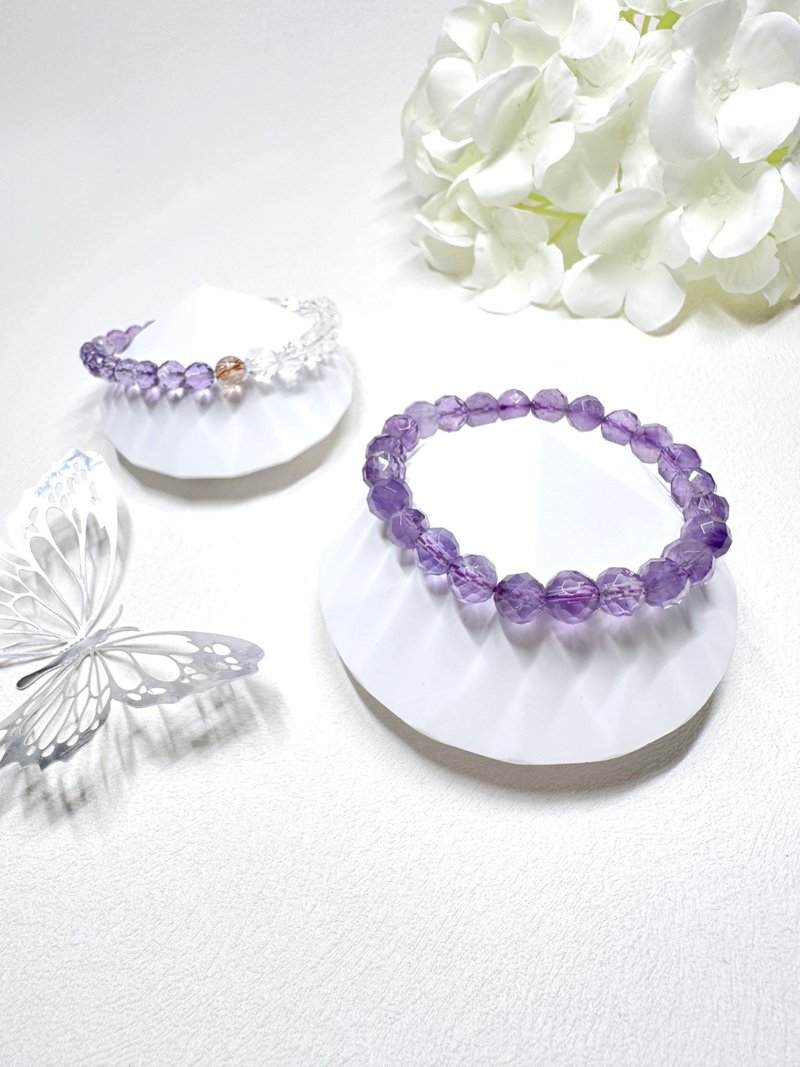 紫水晶 Amethyst 鑽石面切割手鏈 - 手鍊/手環 - 水晶 