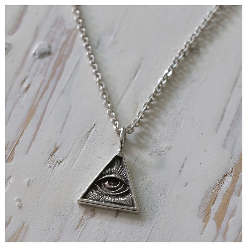 freemason illuminati Vintage silver Pendant Necklace handmade tiny gift her - Necklaces - Other Metals Silver