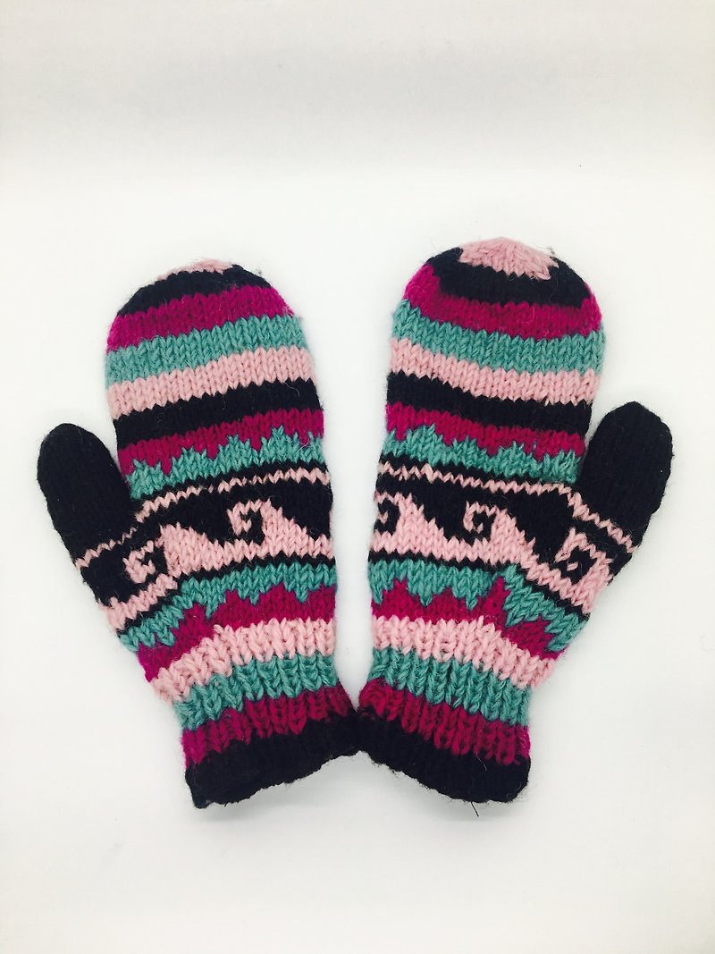 Nepal 100% wool handmade thick knitted pure wool gloves - Gloves & Mittens - Wool Multicolor