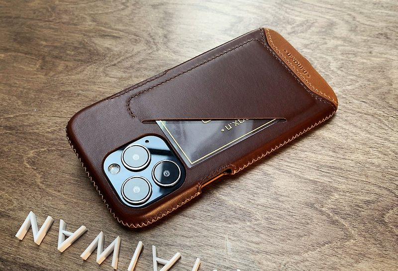 iPhone 13/13 Pro Fully Covered Series  Leather Case - Chocolate - เคส/ซองมือถือ - หนังแท้ สีนำ้ตาล
