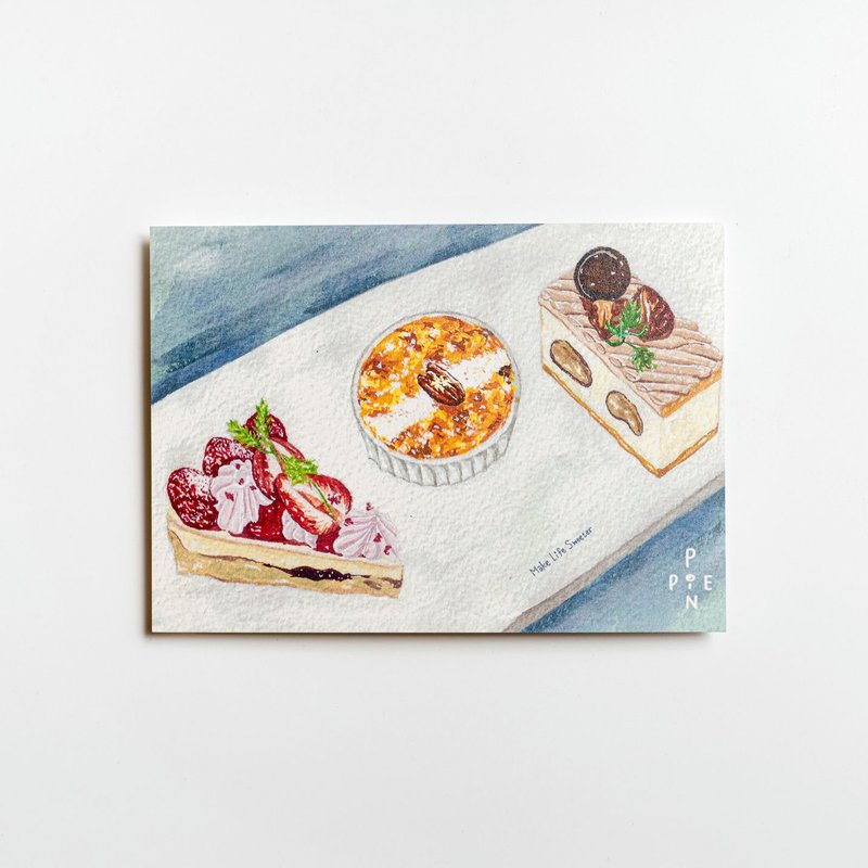 Ponpie limited hand-painted postcard set [4 pieces in total] - Cards & Postcards - Paper Multicolor