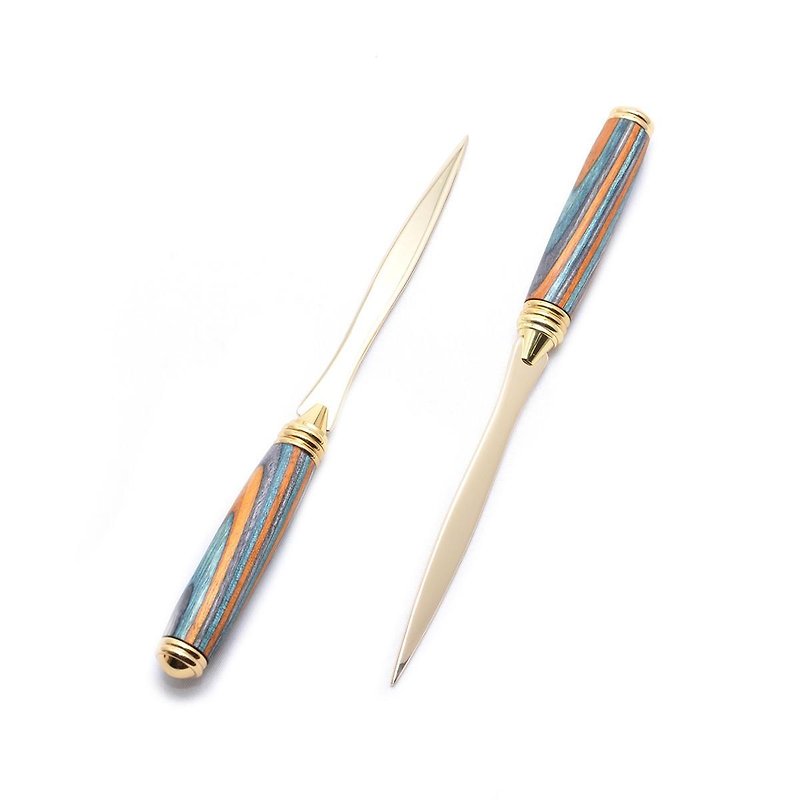 Wooden letter opener (dyed hard wood of the kind; 24 gold plating) LOS-24G-SPC - อื่นๆ - ไม้ สีเขียว