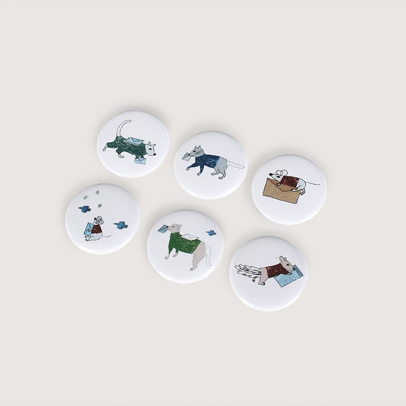 Badge | animal postman | 6 into a group - Brooches - Plastic 