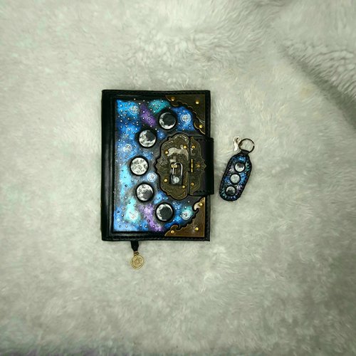 Dragon Kingdom GMA 3D leather notebook, magic ritual,leather grimoire,moon,cosplay,gift,galaxy