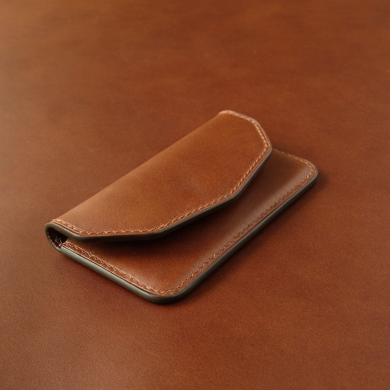 Handmade leather micro wallet / cardholder / business card holder mod. MICRO - 名片夾/名片盒 - 真皮 咖啡色