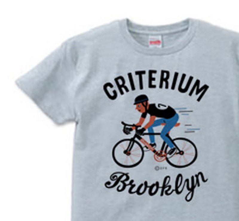 Brooklyn Bicycle Race S-XL T-shirt [Made to order] - เสื้อฮู้ด - ผ้าฝ้าย/ผ้าลินิน สีเทา