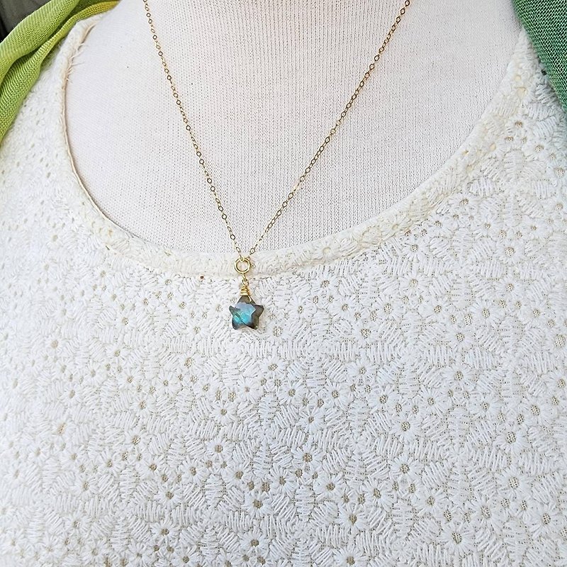 │14kgf light jewelry│Natural Gemstone star pendant~1 - Necklaces - Gemstone Multicolor