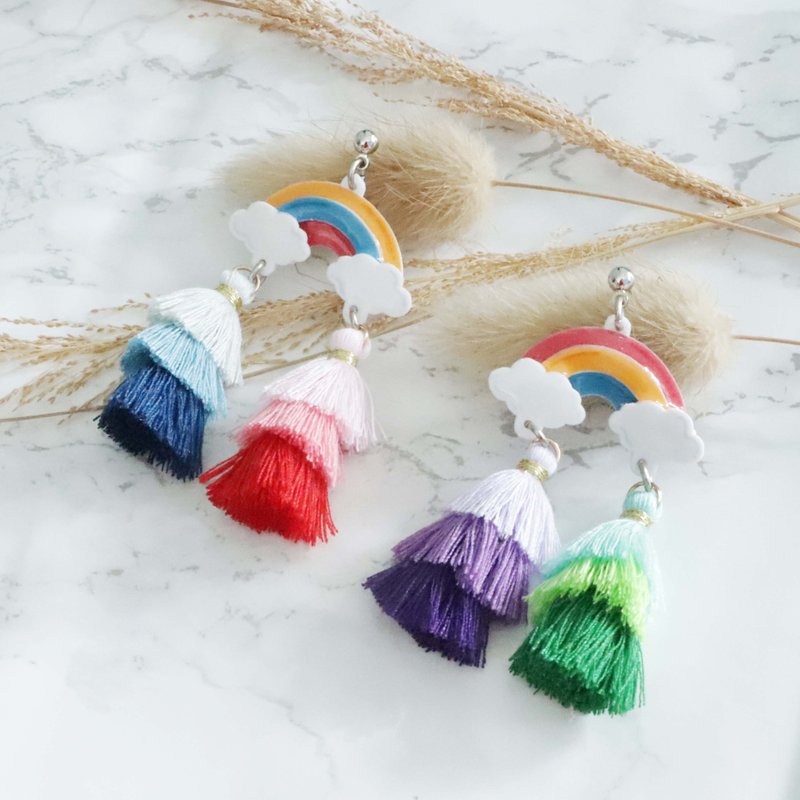 Rainbow earrings - ต่างหู - พลาสติก หลากหลายสี