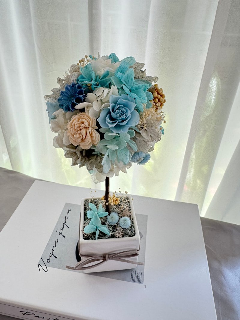 Preserved flower wishing tree preserved flower bouquet tree blue series - ช่อดอกไม้แห้ง - พืช/ดอกไม้ สีเขียว