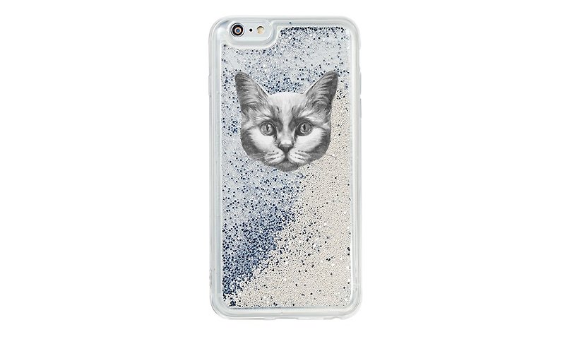 Everyone Firm - quicksand phone case - [Meow Meow (Space Silver)] - RD07 - Phone Cases - Plastic Silver