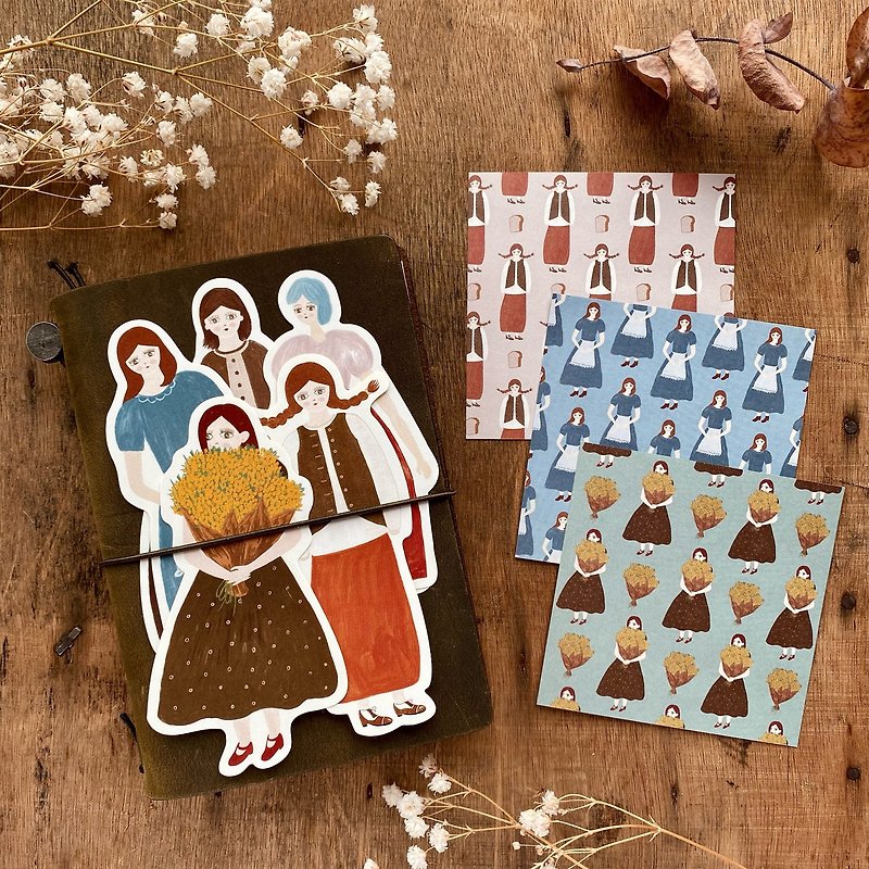 Cottage Girls stickers - สติกเกอร์ - กระดาษ สีนำ้ตาล