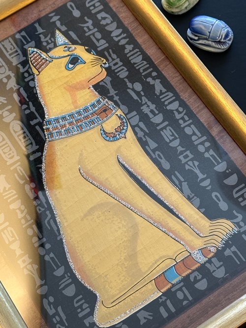 #エジプト パピルス画 「The Hunt Papyrus」フレーム付 Amazon.co.jp: NileCart エジプトのパピルス絵画 オリジナル